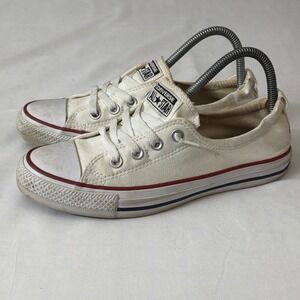 Converse Women's All Star White/Red Low Top Slip On‎ Size 8 Gym Fit Casual Work